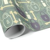 かわいいロック鍵とろうそくのパターン ラッピングペーパー (ロールコーナー)