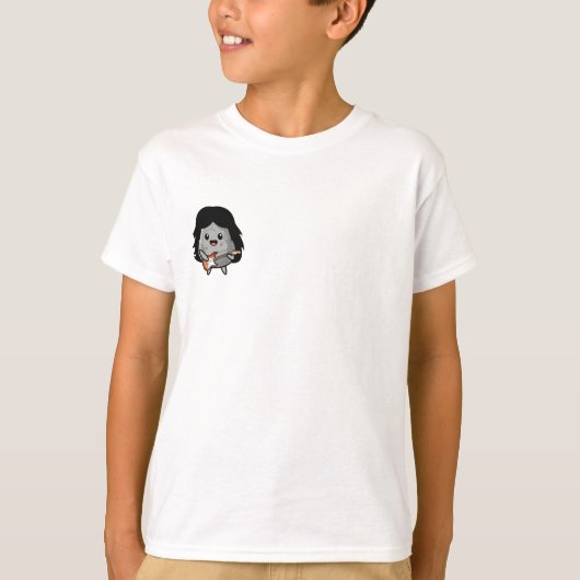 かわいいロック・スターのギター・キャラ 子供 Tシャツ (正面)