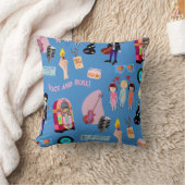 かわいいロック&ロールの古い漫画のかわいい柄 クッション (ブランケット)