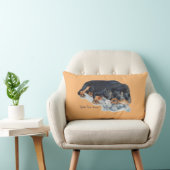 かわいいロットワイラーの子犬がテディベアアートを抱きしめる ランバークッション (椅子)