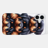 かわいいロットワイラーの子犬の積み重ね iPhoneケース (裏面横)