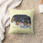 かわいいロットワイラーの小犬の抱きしめるテディー・ベアの芸術 クッション (ブランケット)