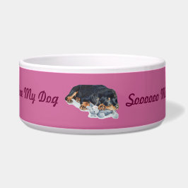 かわいいロットワイラーの小犬の抱きしめるテディ ボウル