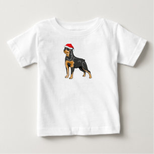 かわいいロットワイラーサンタハットメリークリスマスコスチューム ベビーTシャツ