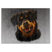 かわいいロットワイラードッグウォーターカラーアートポートレート カッティングボード (正面)