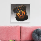 かわいいロットワイラードッグウォーターカラーアートポートレート キャンバスプリント (インサイチュ (リビング))