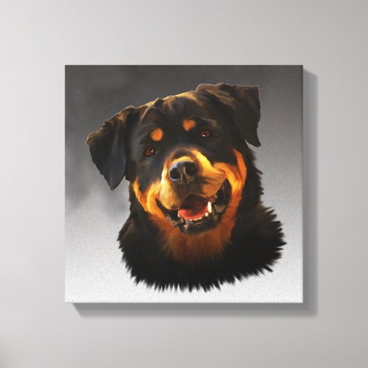 かわいいロットワイラードッグウォーターカラーアートポートレート キャンバスプリント (正面)