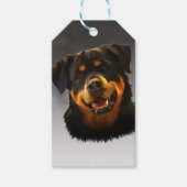 かわいいロットワイラードッグウォーターカラーアートポートレート ギフトタグ (正面)