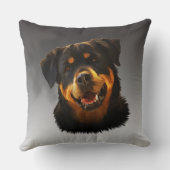 かわいいロットワイラードッグウォーターカラーアートポートレート クッション (裏面)