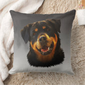 かわいいロットワイラードッグウォーターカラーアートポートレート クッション (ブランケット)
