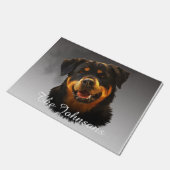 かわいいロットワイラードッグウォーターカラーアートポートレート ドアマット (アングル)