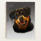 かわいいロットワイラードッグウォーターカラーアートポートレート プランナー手帳 (正面)