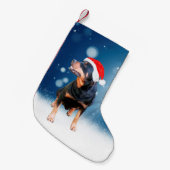 かわいいロットワイラードッグクリスマスサンタハットスノースター スモールクリスマスストッキング (正面 (吊り時))