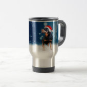 かわいいロットワイラードッグクリスマスサンタハットスノースター トラベルマグ (正面右)