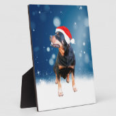 かわいいロットワイラードッグクリスマスサンタハットスノースター フォトプラーク (側面)