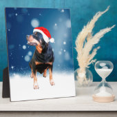 かわいいロットワイラードッグクリスマスサンタハットスノースター フォトプラーク (側面)