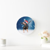 かわいいロットワイラードッグクリスマスサンタハットスノースター ラウンド壁時計 (ホーム)