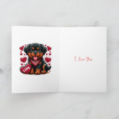 かわいいロットワイラードッグハッピーバレンタインデー シーズンカード (内部)