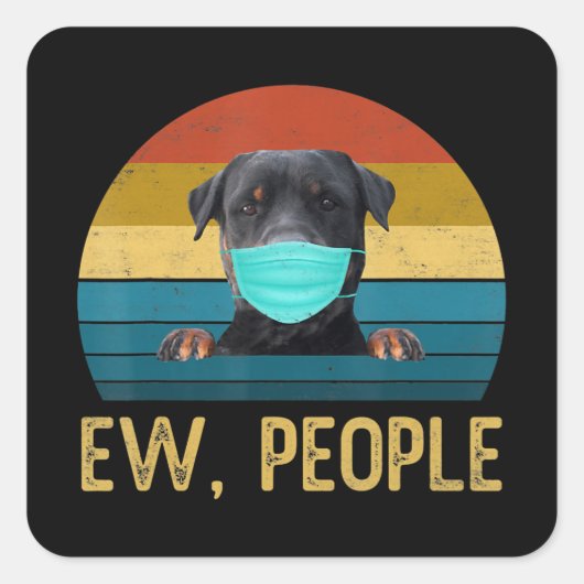 かわいいロットワイラー犬Ew people犬顔M スクエアシール (正面)