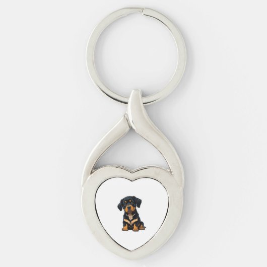 かわいいロットワイラー – ギフトロットワイラー犬のオーナー キーホルダー (正面)