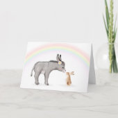 かわいいロバとウサギのイースターカード カード (正面)