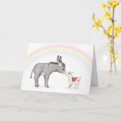 かわいいロバとヤギ空白のカード カード (黄色い花)