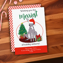かわいいロバのサンタハットクリスマスパーソナライズされた シーズンカード
