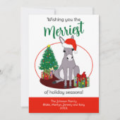 かわいいロバのサンタハットクリスマスパーソナライズされた シーズンカード (正面)