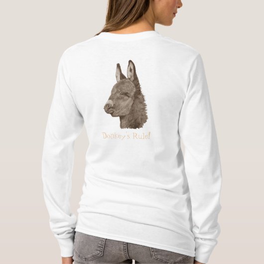 かわいいロバのポートレートスケッチ Tシャツ (裏面)