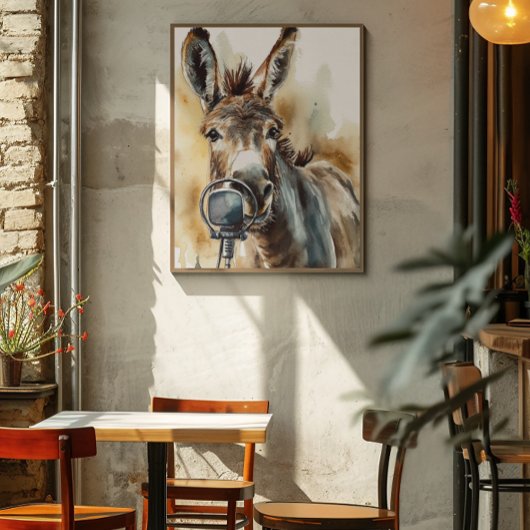 かわいいロバのマイク ポスター