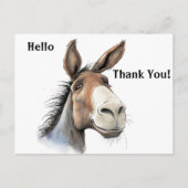かわいいロバの感謝カード ポストカード (正面)