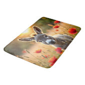 かわいいロバの赤いケシかわいい動物の芸術 バスマット (アングル)