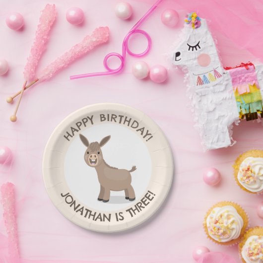 かわいいロバパーソナライズされたーの誕生日 ペーパープレート (パーティー)
