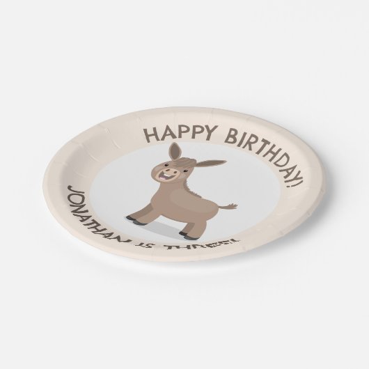 かわいいロバパーソナライズされたーの誕生日 ペーパープレート (アングル)