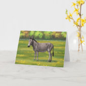 かわいいロバ灰色の牧草地 カード (黄色い花)