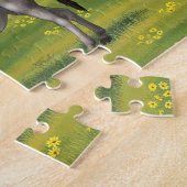 かわいいロバ灰色の牧草地 ジグソーパズル (側面)