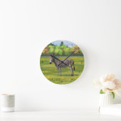 かわいいロバ灰色の牧草地 ラウンド壁時計 (ホーム)