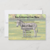 かわいいロバ灰色の牧草地 招待状 (裏面)