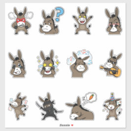 かわいいロバ絵文字ステッカー パック シール