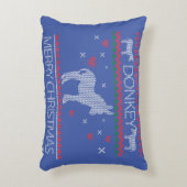 かわいいロバ醜いセータークリスマスの休日の冬 アクセントクッション (正面(垂直))