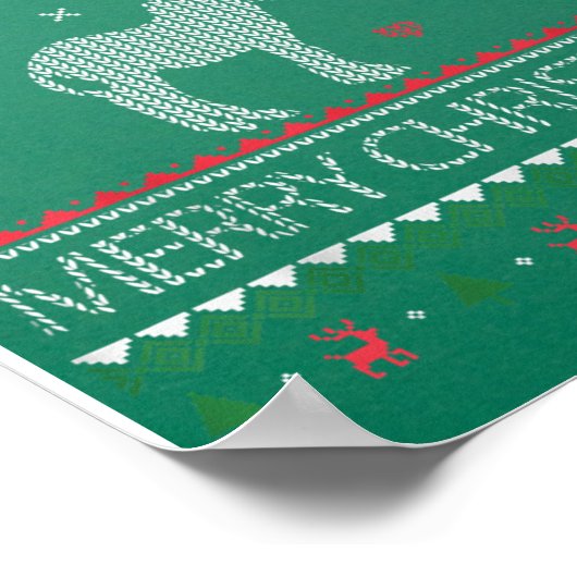 かわいいロバ醜いセータークリスマスの休日の冬 ポスター (角)