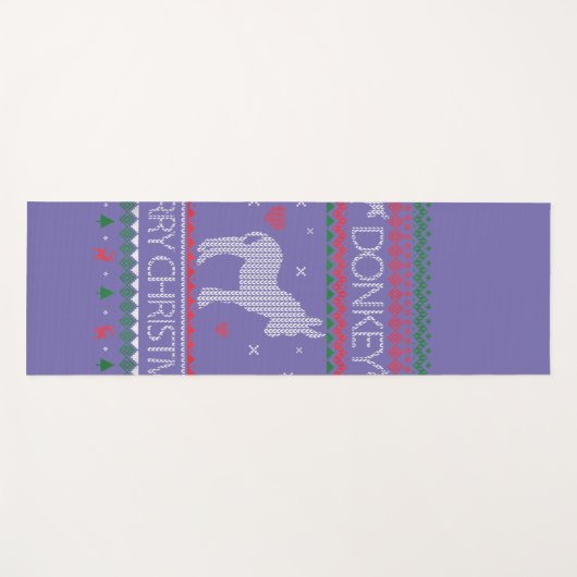 かわいいロバ醜いセータークリスマスの休日の冬 ヨガマット (正面(横))