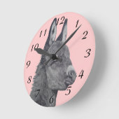 かわいいロバ鉛筆スケッチモノクロリアリストアート ラウンド壁時計 (傾斜)