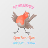 かわいいロビンの鳥の漫画 ウィンドウサイン (シート)