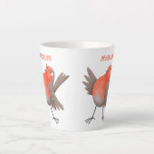 かわいいロビンの鳥の漫画 カフェラテマグ (正面)