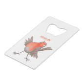 かわいいロビンの鳥の漫画 クレジットカード栓抜き (正面アングル)