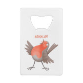 かわいいロビンの鳥の漫画 クレジットカード栓抜き (裏面)