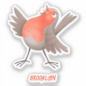 かわいいロビンの鳥の漫画 シール (正面)