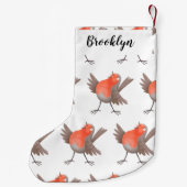 かわいいロビンの鳥の漫画 スモールクリスマスストッキング (裏面)