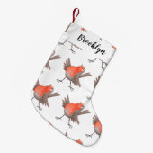 かわいいロビンの鳥の漫画 スモールクリスマスストッキング (正面 (吊り時))